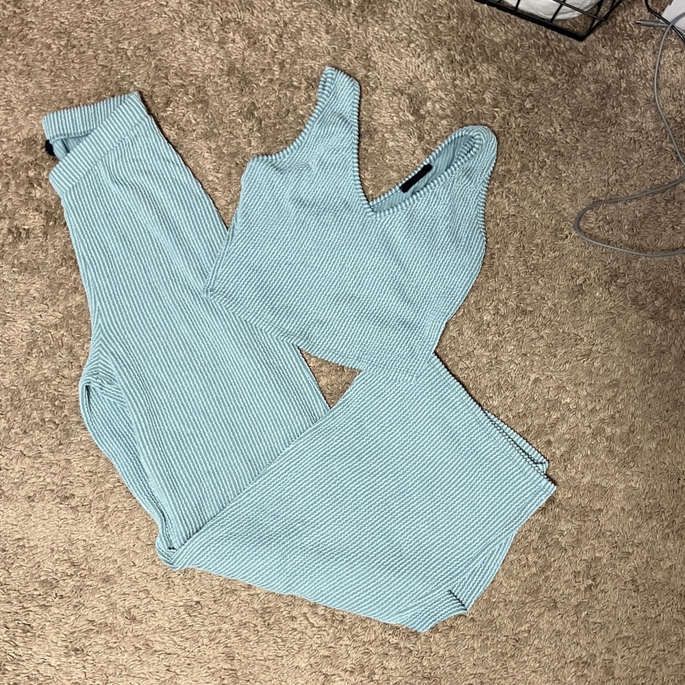 All Saints Light Blue Ribbed Knit Set